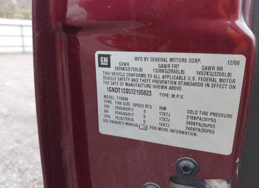 Photo 8 of 2007 Chevrolet Trailblazer LT (VIN 1GNDT13S572195823)