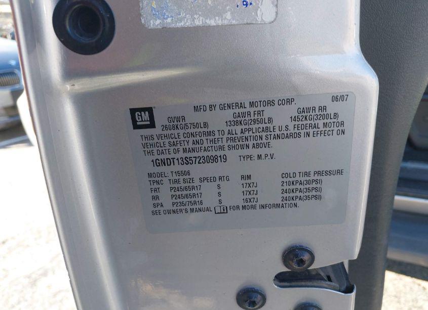 Photo 9 of 2007 Chevrolet Trailblazer LT (VIN 1GNDT13S572309819)