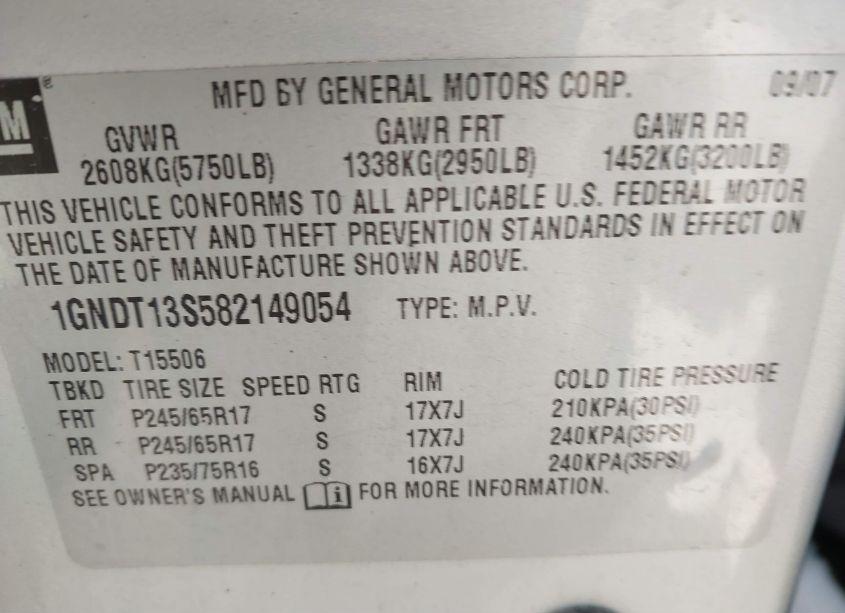 Photo 9 of 2008 Chevrolet Trailblazer LT (VIN 1GNDT13S582149054)