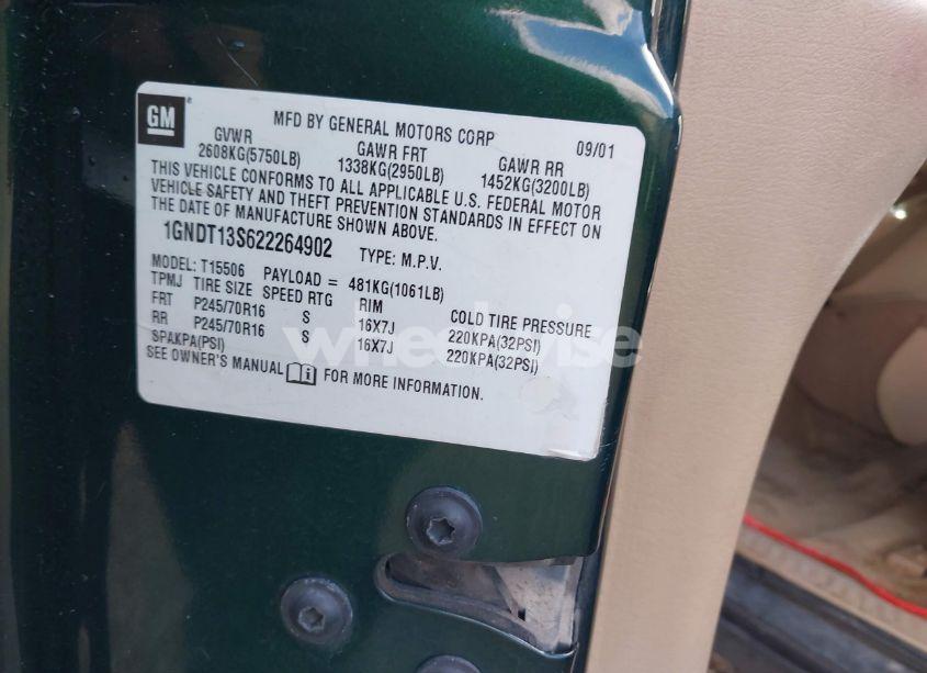 Photo 9 of 2002 Chevrolet Trailblazer LT (VIN 1GNDT13S622264902)