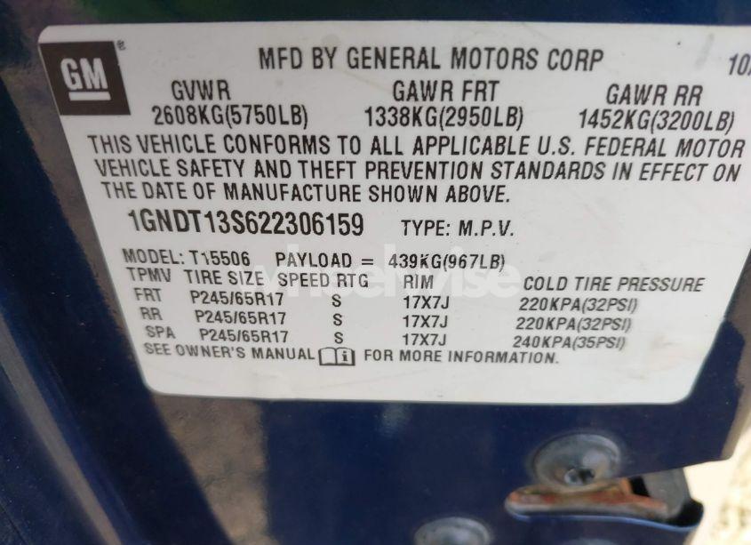 Photo 9 of 2002 Chevrolet Trailblazer LTZ (VIN 1GNDT13S622306159)