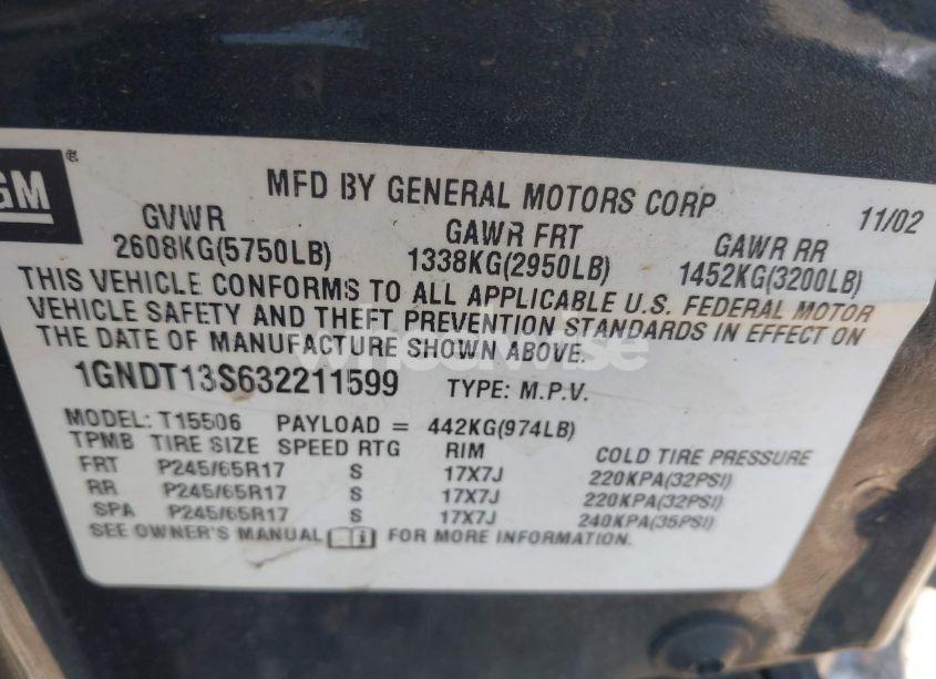 Photo 9 of 2003 Chevrolet Trailblazer LTZ (VIN 1GNDT13S632211599)