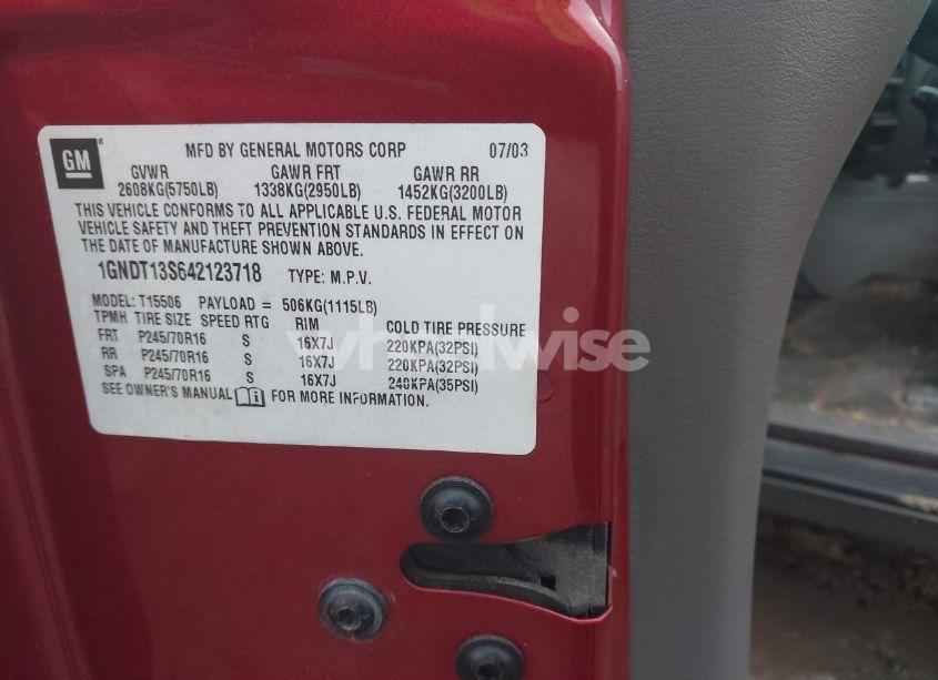 Photo 9 of 2004 Chevrolet Trailblazer LT (VIN 1GNDT13S642123718)