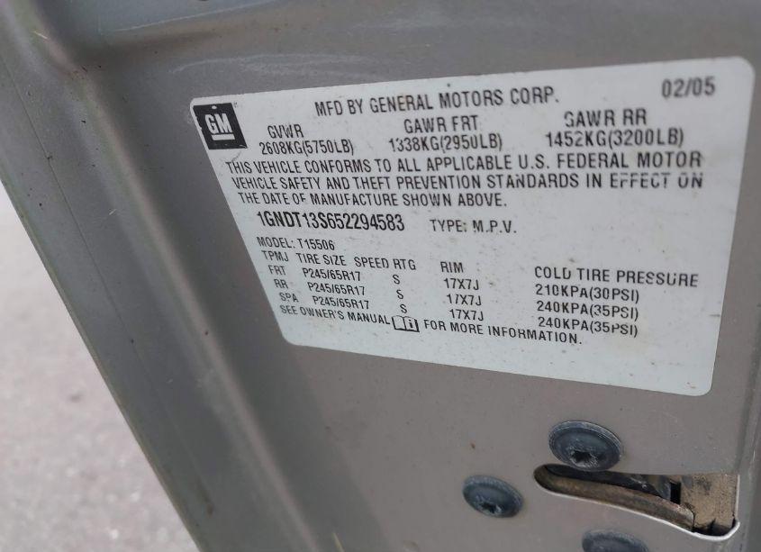 Photo 9 of 2005 Chevrolet Trailblazer LS (VIN 1GNDT13S652294583)