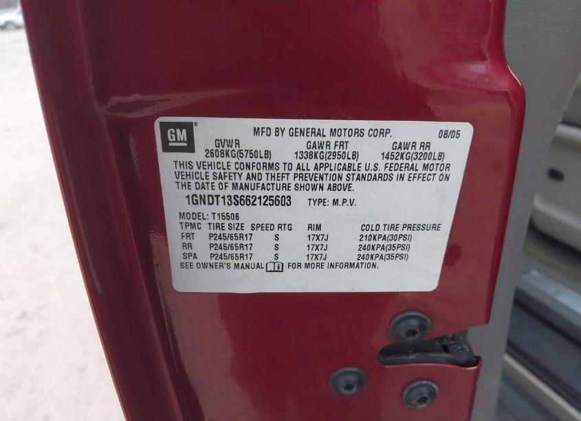 Photo 9 of 2006 Chevrolet Trailblazer LT (VIN 1GNDT13S662125603)