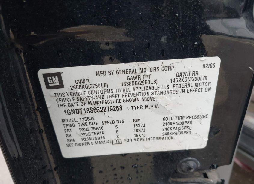 Photo 9 of 2006 Chevrolet Trailblazer LS (VIN 1GNDT13S662279258)