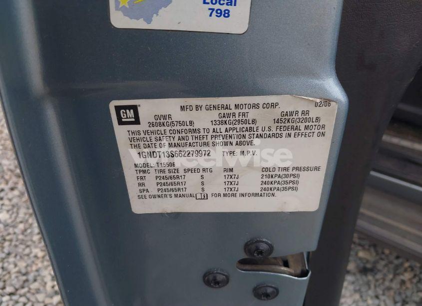 Photo 9 of 2006 Chevrolet Trailblazer LT (VIN 1GNDT13S662279972)