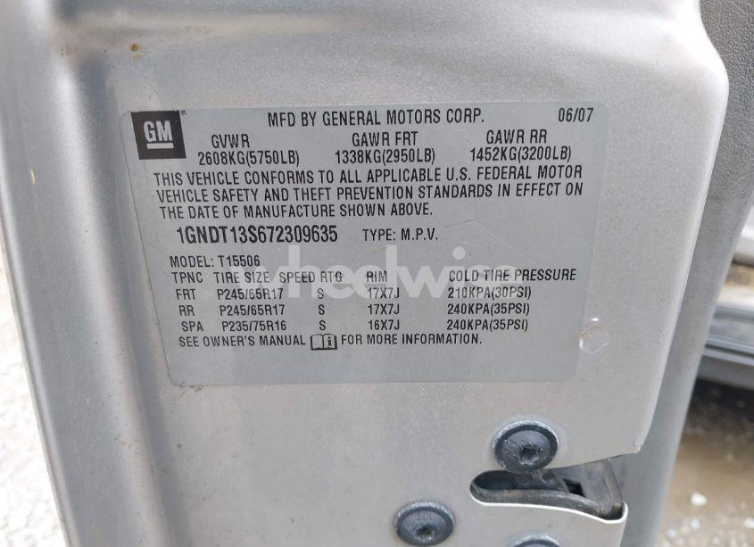 Photo 9 of 2007 Chevrolet Trailblazer LS (VIN 1GNDT13S672309635)