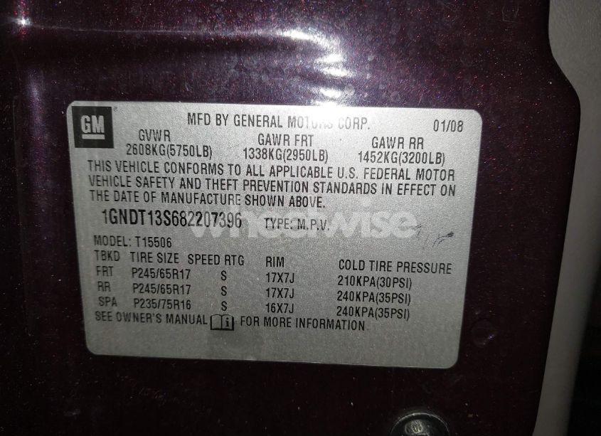 Photo 9 of 2008 Chevrolet Trailblazer FLEET (VIN 1GNDT13S682207396)