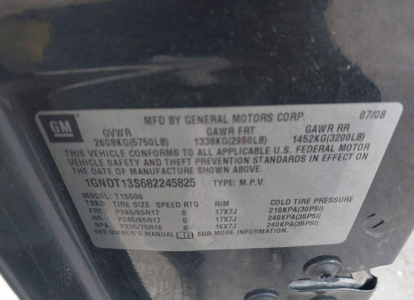 Photo 9 of 2008 Chevrolet Trailblazer LT (VIN 1GNDT13S682245825)