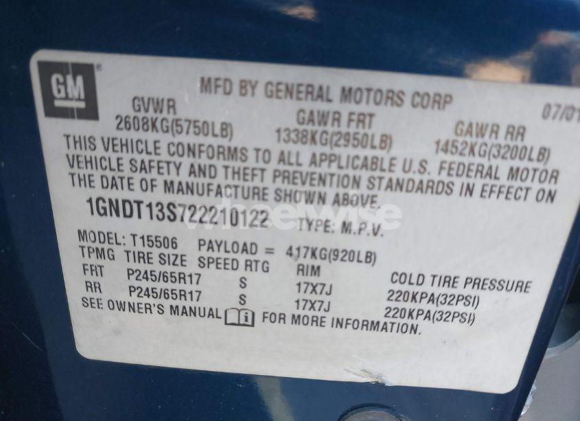 Photo 9 of 2002 Chevrolet Trailblazer LTZ (VIN 1GNDT13S722210122)