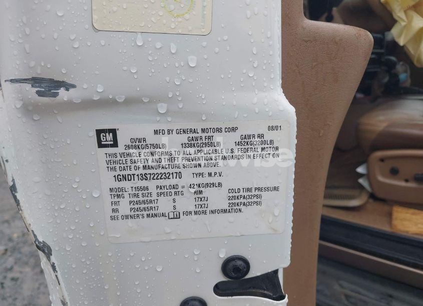 Photo 9 of 2002 Chevrolet Trailblazer LTZ (VIN 1GNDT13S722232170)