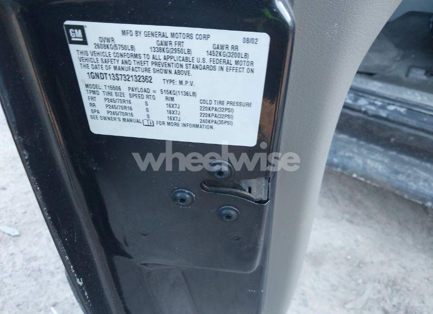 Photo 9 of 2003 Chevrolet Trailblazer LS (VIN 1GNDT13S732132362)