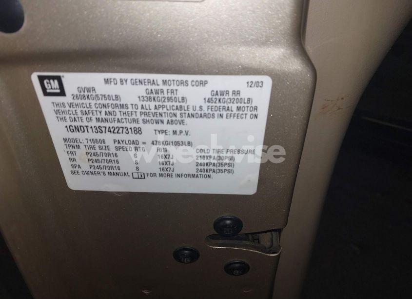 Photo 9 of 2004 Chevrolet Trailblazer LT (VIN 1GNDT13S742273188)