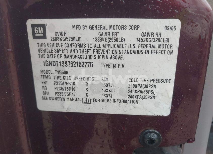 Photo 9 of 2006 Chevrolet Trailblazer LS (VIN 1GNDT13S762152776)