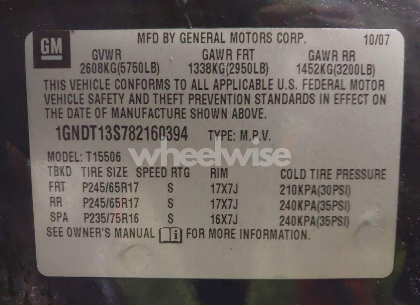 Photo 9 of 2008 Chevrolet Trailblazer LT (VIN 1GNDT13S782160394)