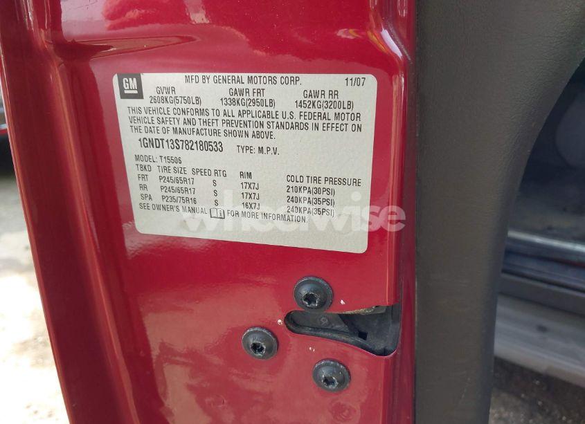 Photo 9 of 2008 Chevrolet Trailblazer LT (VIN 1GNDT13S782180533)