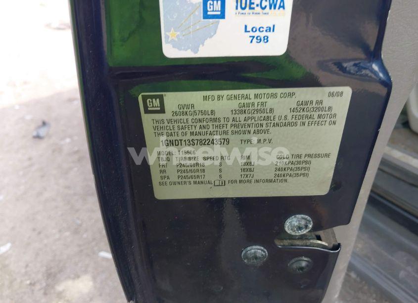 Photo 9 of 2008 Chevrolet Trailblazer LT (VIN 1GNDT13S782243579)