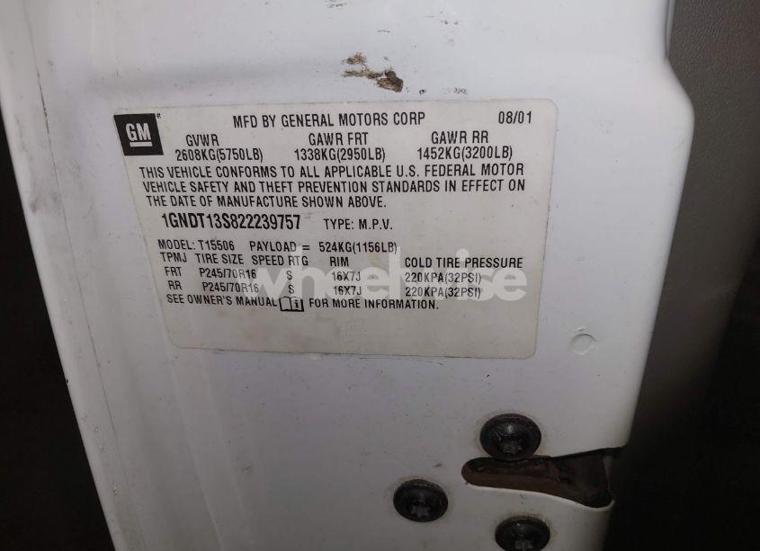 Photo 9 of 2002 Chevrolet Trailblazer LS (VIN 1GNDT13S822239757)