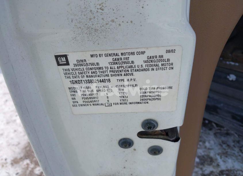 Photo 9 of 2003 Chevrolet Trailblazer LTZ (VIN 1GNDT13S832144018)