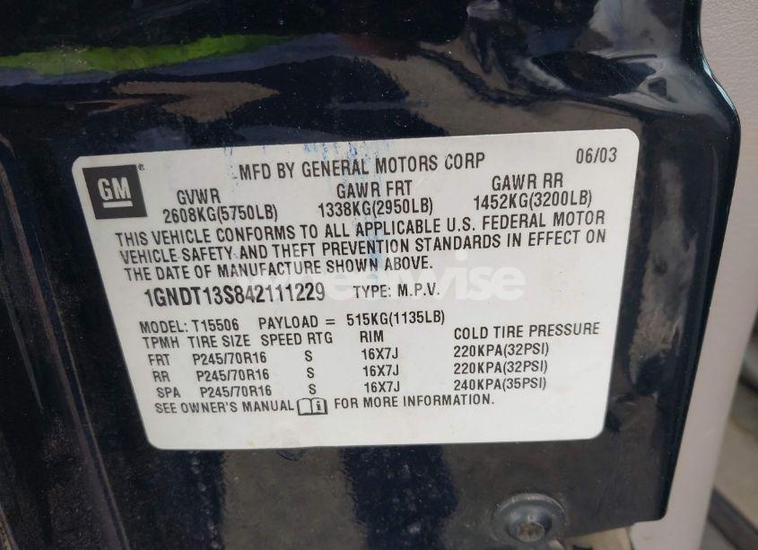 Photo 9 of 2004 Chevrolet Trailblazer LS (VIN 1GNDT13S842111229)