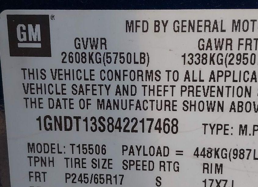 Photo 9 of 2004 Chevrolet Trailblazer LT (VIN 1GNDT13S842217468)