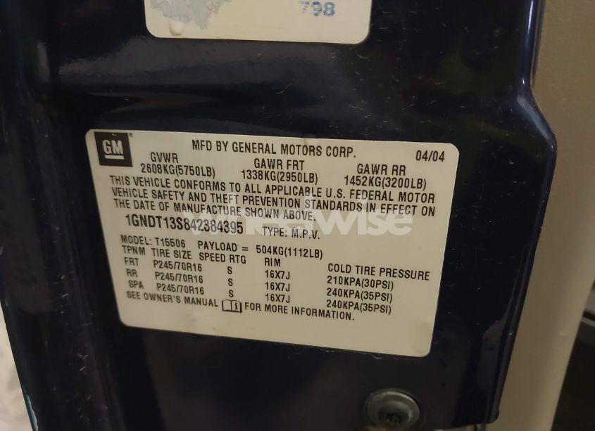 Photo 9 of 2004 Chevrolet Trailblazer LS (VIN 1GNDT13S842384395)