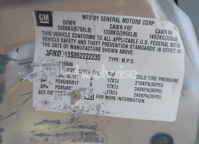 Photo 9 of 2005 Chevrolet Trailblazer LS (VIN 1GNDT13S852222235)