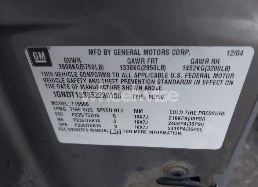 Photo 9 of 2005 Chevrolet Trailblazer LS (VIN 1GNDT13S852230156)