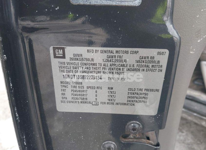 Photo 9 of 2007 Chevrolet Trailblazer LS (VIN 1GNDT13S872279134)