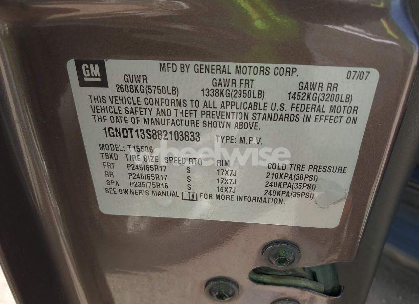 Photo 9 of 2008 Chevrolet Trailblazer LT (VIN 1GNDT13S882103833)