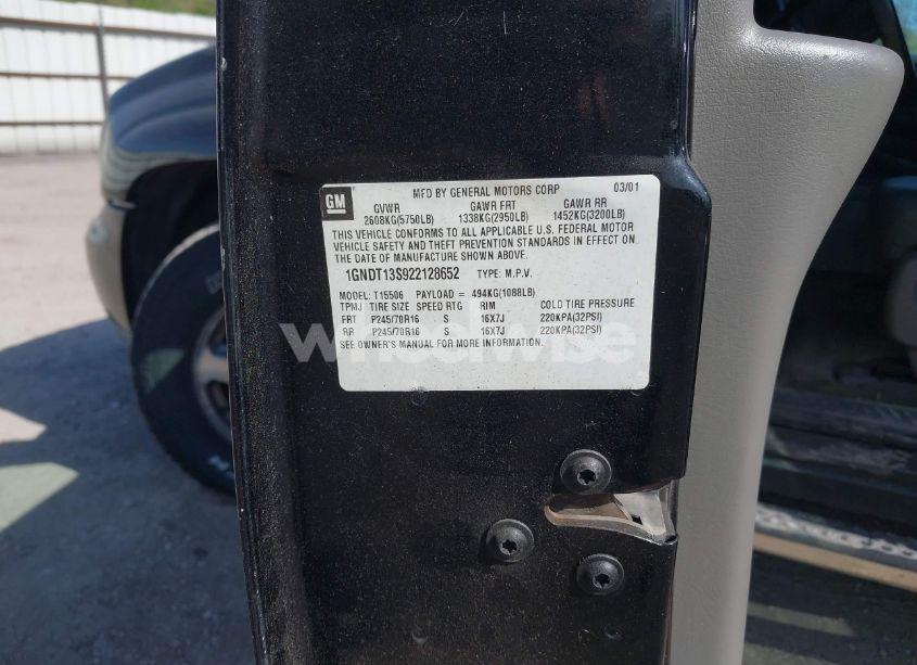 Photo 9 of 2002 Chevrolet Trailblazer LT (VIN 1GNDT13S922128652)