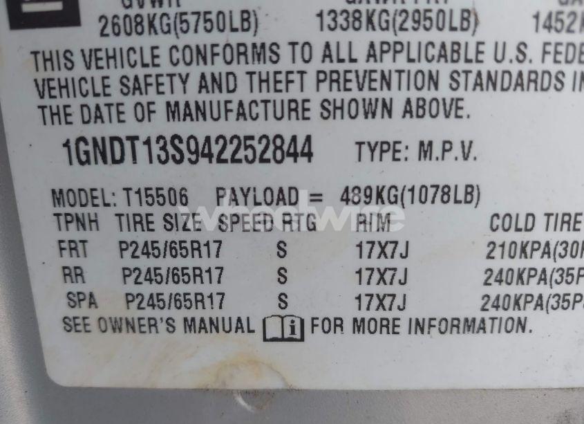 Photo 9 of 2004 Chevrolet Trailblazer LT (VIN 1GNDT13S942252844)