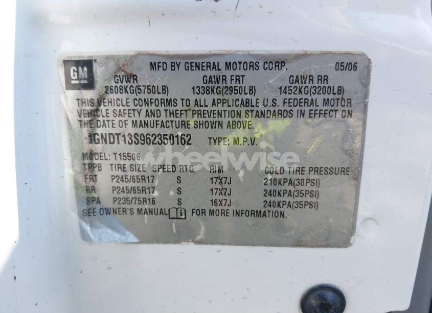 Photo 9 of 2006 Chevrolet Trailblazer LS (VIN 1GNDT13S962350162)