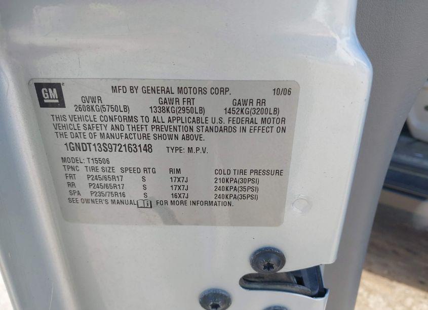 Photo 9 of 2007 Chevrolet Trailblazer LS (VIN 1GNDT13S972163148)