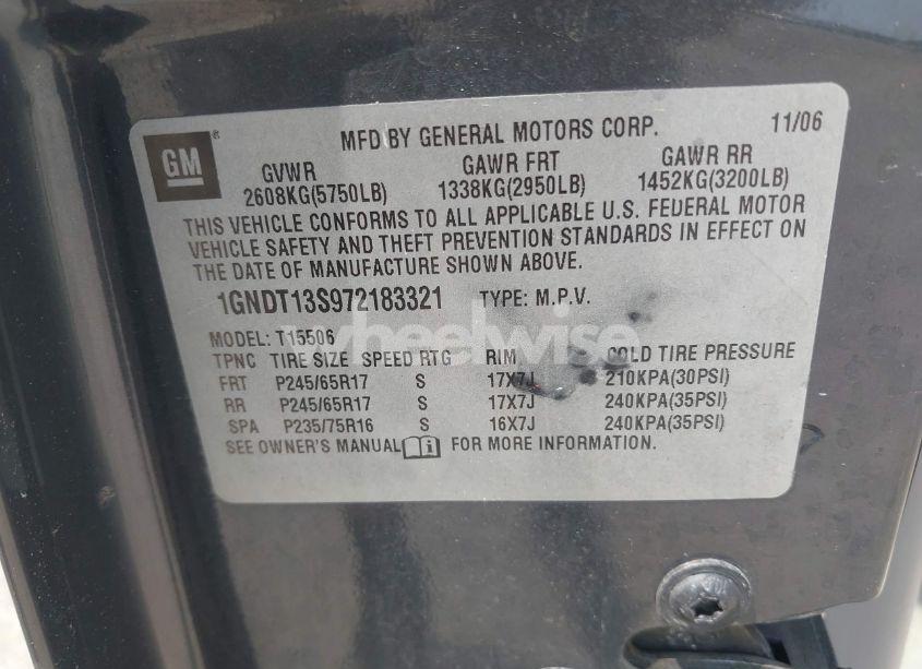 Photo 9 of 2007 Chevrolet Trailblazer LS (VIN 1GNDT13S972183321)