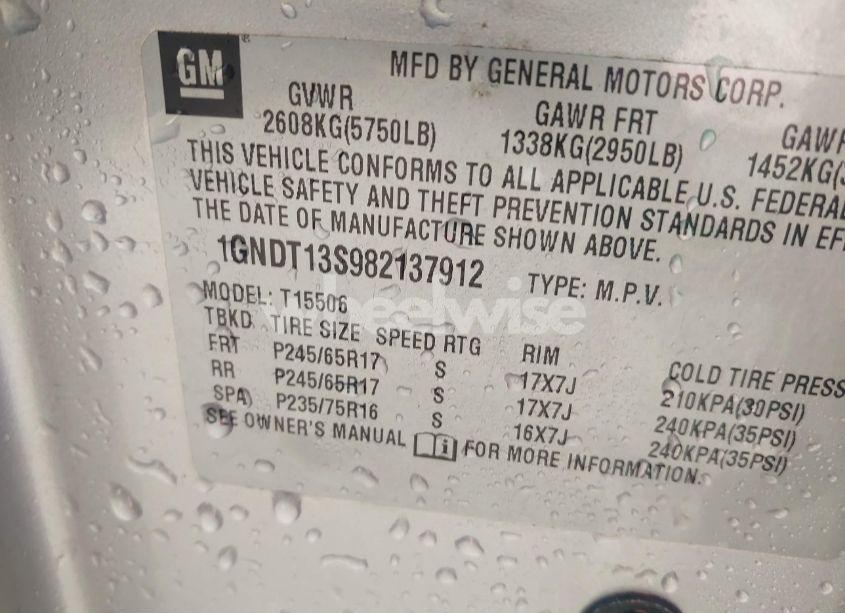 Photo 9 of 2008 Chevrolet Trailblazer LT (VIN 1GNDT13S982137912)