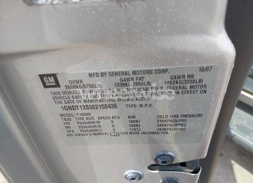 Photo 9 of 2008 Chevrolet Trailblazer LT (VIN 1GNDT13S982158436)