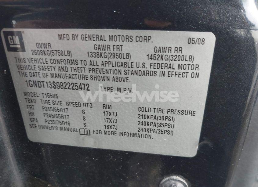 Photo 9 of 2008 Chevrolet Trailblazer LT (VIN 1GNDT13S982225472)