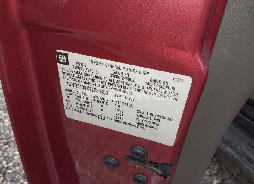 Photo 9 of 2002 Chevrolet Trailblazer LTZ (VIN 1GNDT13SX22330450)