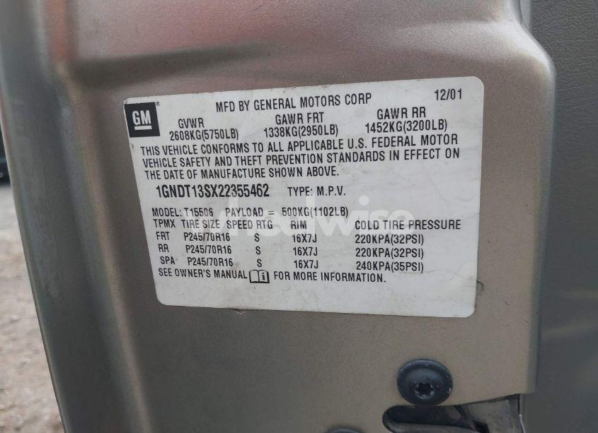 Photo 9 of 2002 Chevrolet Trailblazer LT (VIN 1GNDT13SX22355462)