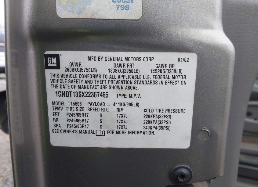 Photo 9 of 2002 Chevrolet Trailblazer LTZ (VIN 1GNDT13SX22367465)