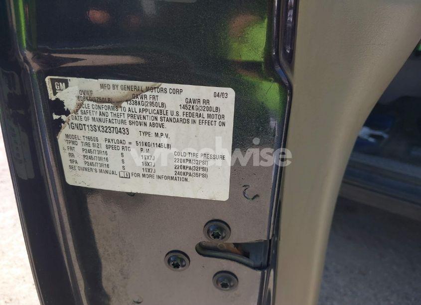 Photo 9 of 2003 Chevrolet Trailblazer LS (VIN 1GNDT13SX32370433)