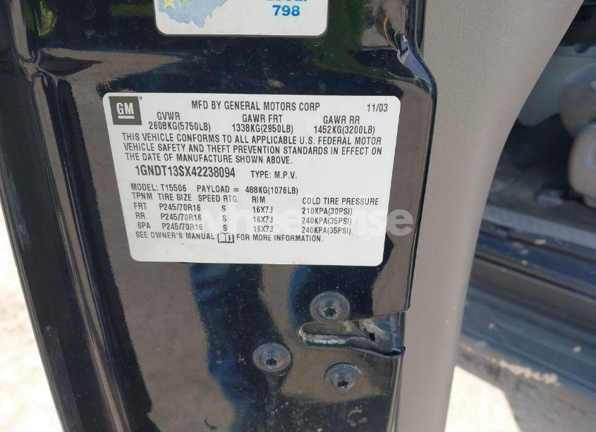 Photo 9 of 2004 Chevrolet Trailblazer LS (VIN 1GNDT13SX42238094)