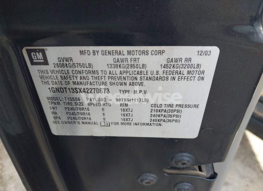 Photo 9 of 2004 Chevrolet Trailblazer LS (VIN 1GNDT13SX42270673)