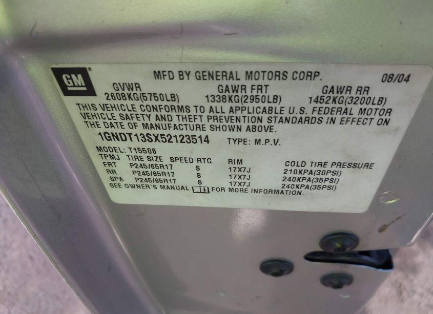 Photo 9 of 2005 Chevrolet Trailblazer LS (VIN 1GNDT13SX52123514)