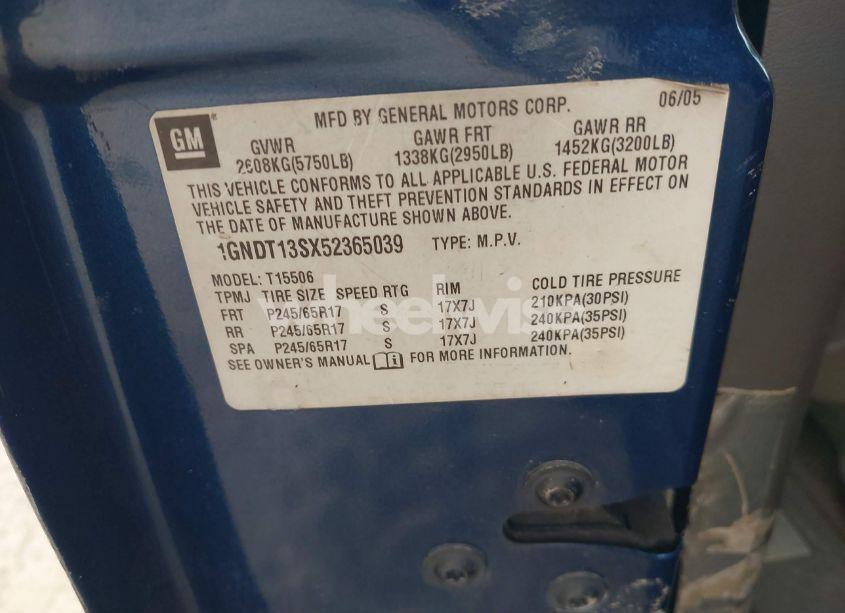 Photo 9 of 2005 Chevrolet Trailblazer LS (VIN 1GNDT13SX52365039)