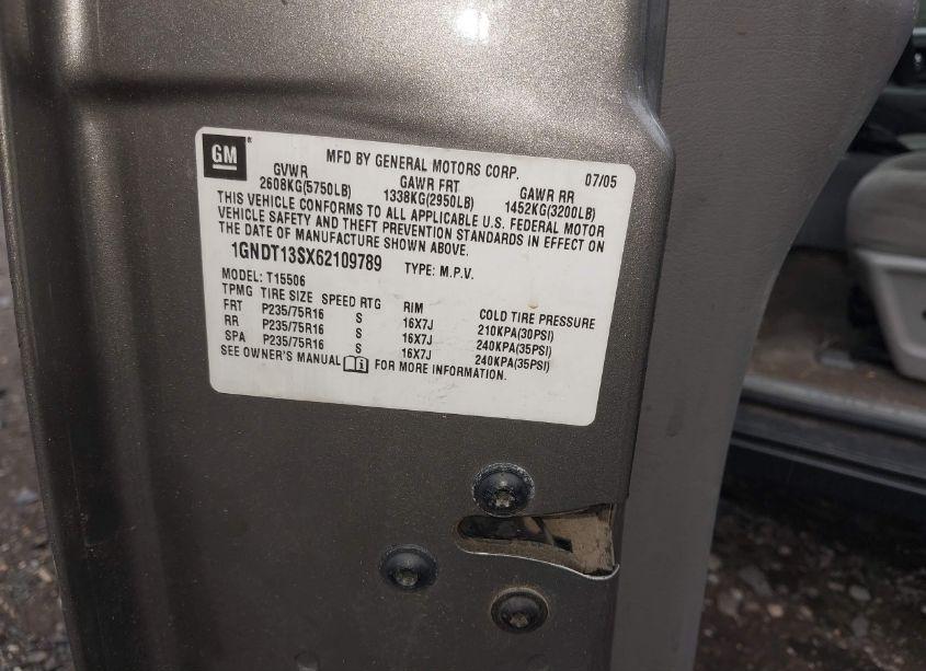 Photo 9 of 2006 Chevrolet Trailblazer LS (VIN 1GNDT13SX62109789)