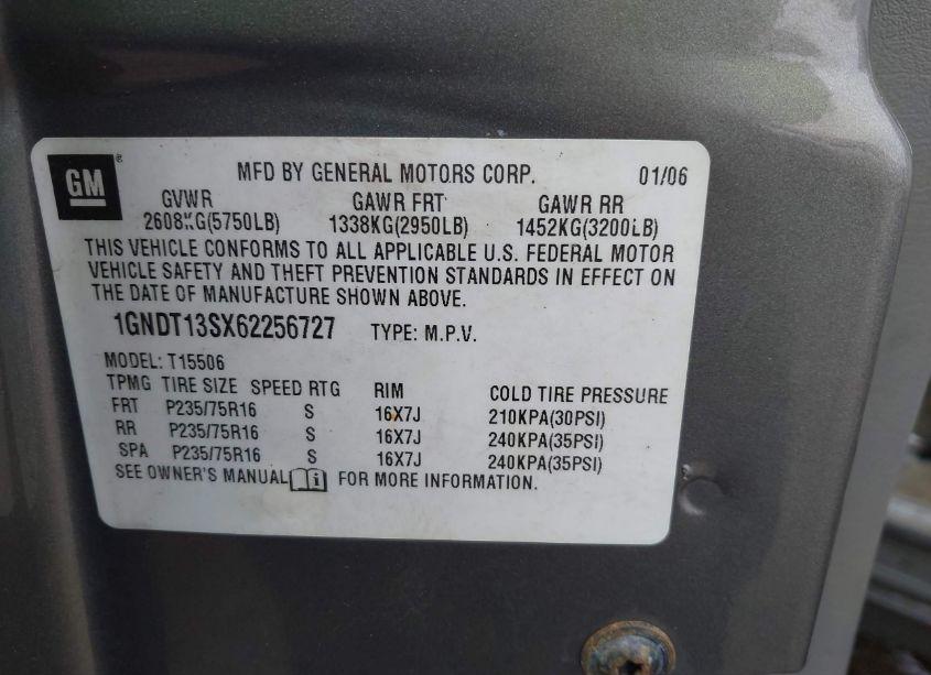 Photo 9 of 2006 Chevrolet Trailblazer LS (VIN 1GNDT13SX62256727)