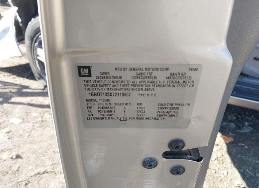 Photo 9 of 2007 Chevrolet Trailblazer LT (VIN 1GNDT13SX72110507)